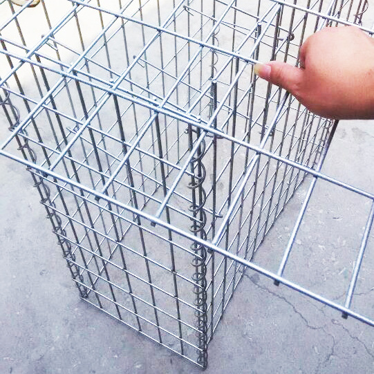 1x1x2m Welded Wire Mesh With Spring Wire / Galvanized Gabion Stone Cage / Gabion Boxes For Sale