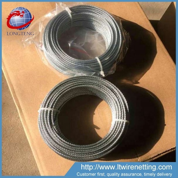 36 yards 7x7  3mm 1.5mm galvanized high carbon steel wire rope for sale