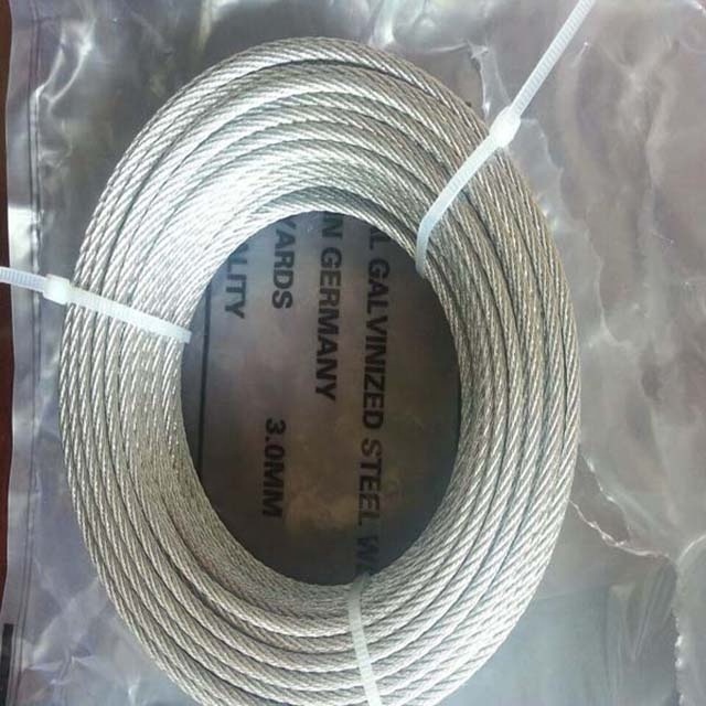 36 yards 7x7  3mm 1.5mm galvanized high carbon steel wire rope for sale