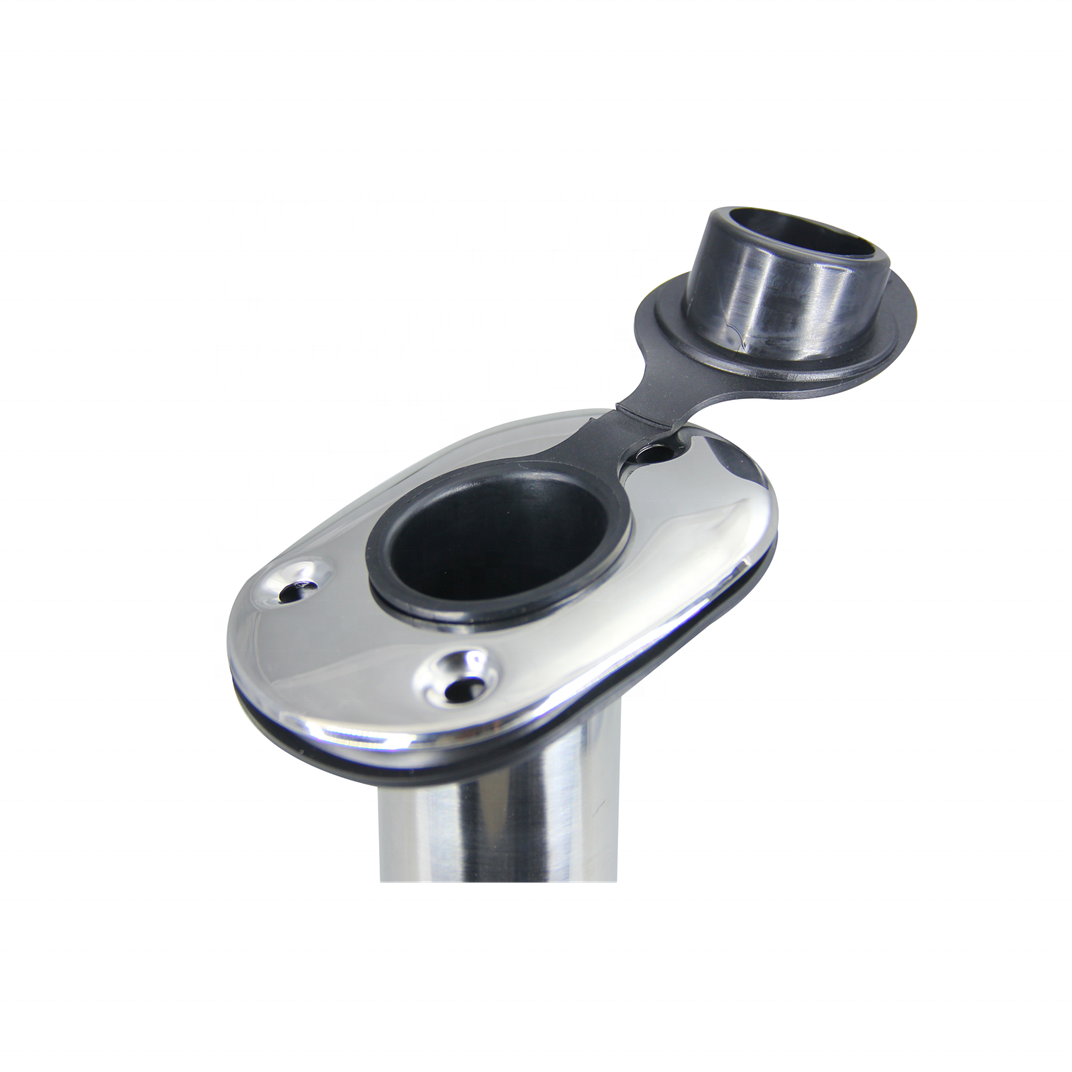 Top quality marine hardware 90 degree stainless steel rod holder with cap for boat and sailboat and kayak