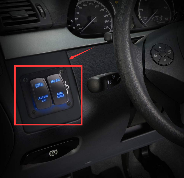 2 Gang Car Boat RV Marine Switch Panel Rocker Switch Panel with Blue LED Light ON/Off Switch Panel with DIY Stickers Set