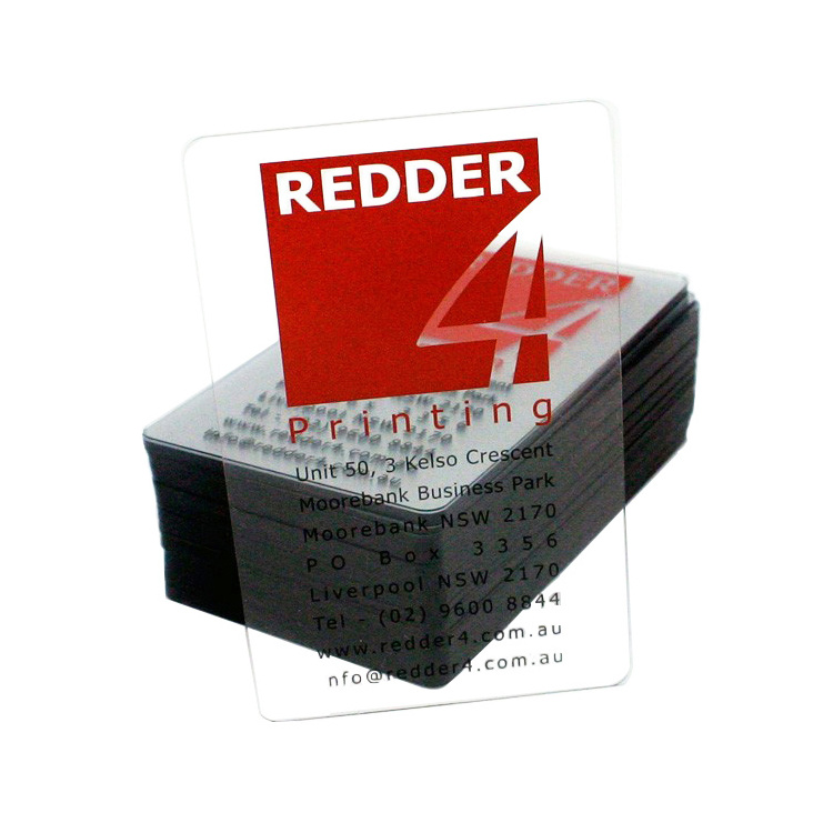 Customized printed transparent plastic pvc clear business card name card with company logo