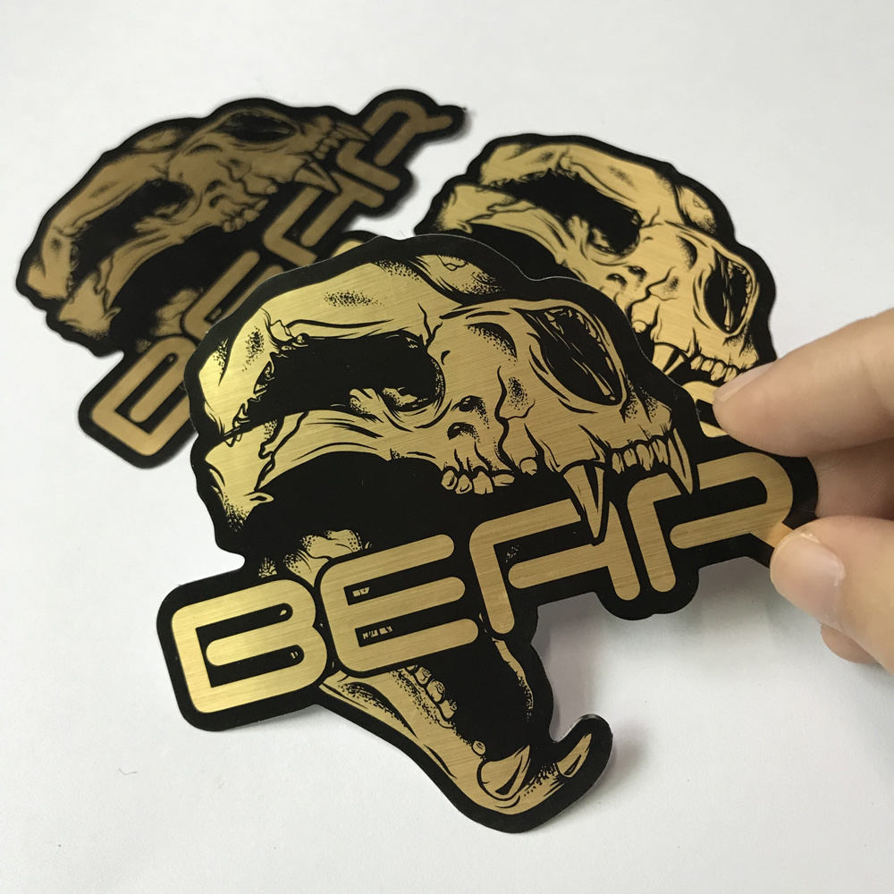 Custom die cut clear sticker metallic sticker hot stamping gold foiled Label(M-A484)