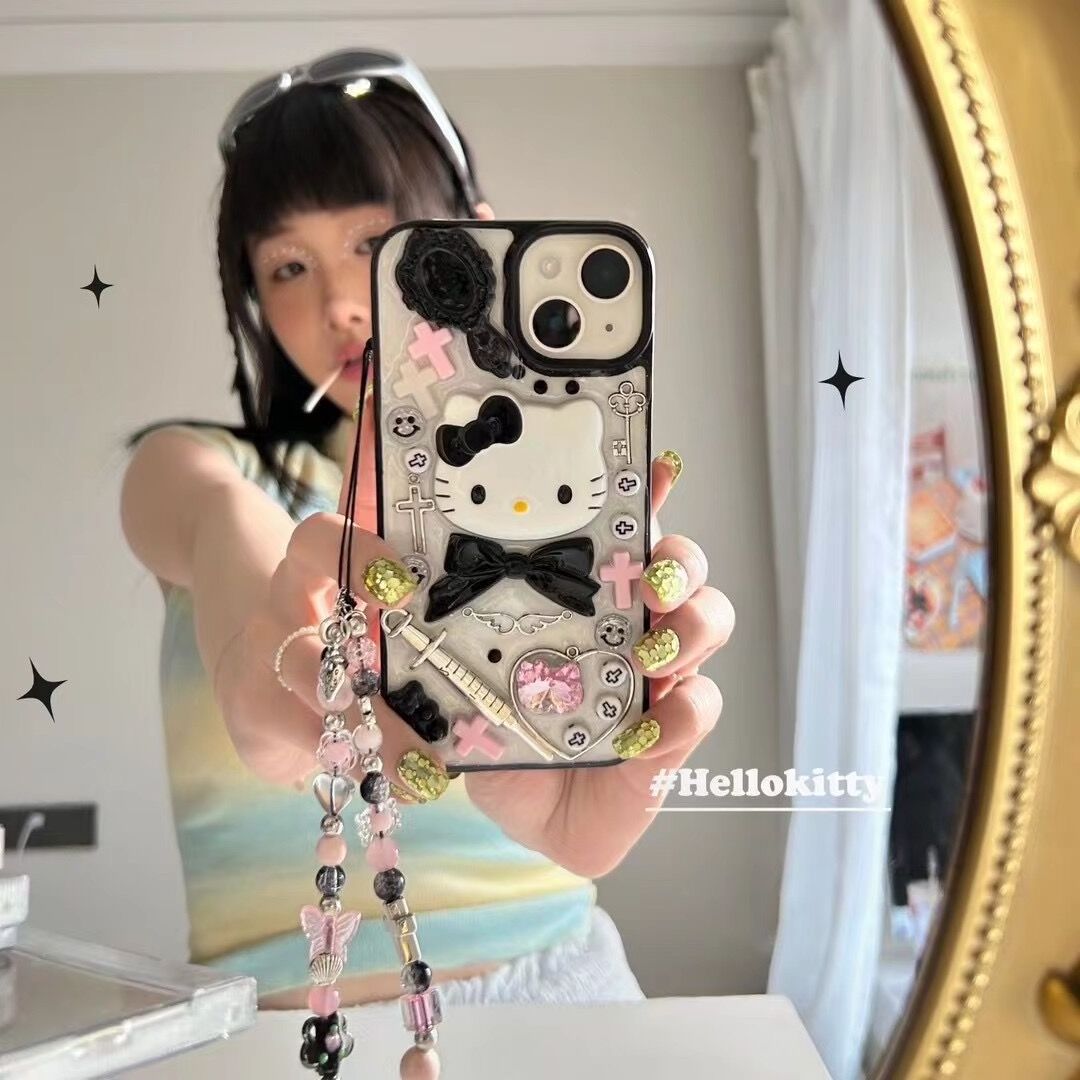 Cartoon Sweet Girl KT Cat Bracelet for iPhone 15 14 13 12 Suitable 11 Pro Max Phone Case Anti Drop