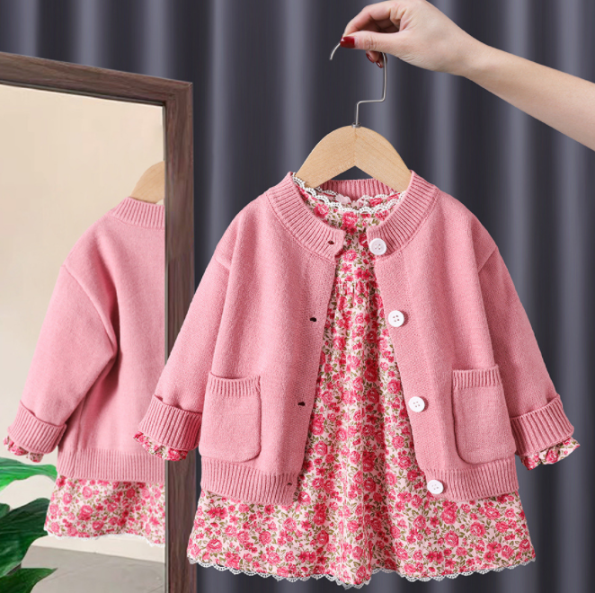 cy10195a Baby Autumn Clothes Girls Foreign Style Vest Princess Dress 2021 Spring And Autumn Two-Piece Skirt Girl Dress Trend