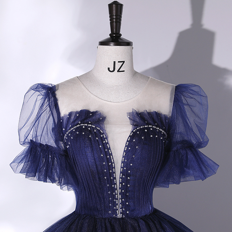 New Arrival Navy Blue Tulle Bridal Ball Gown For Women Princess Wedding Bridal Dress