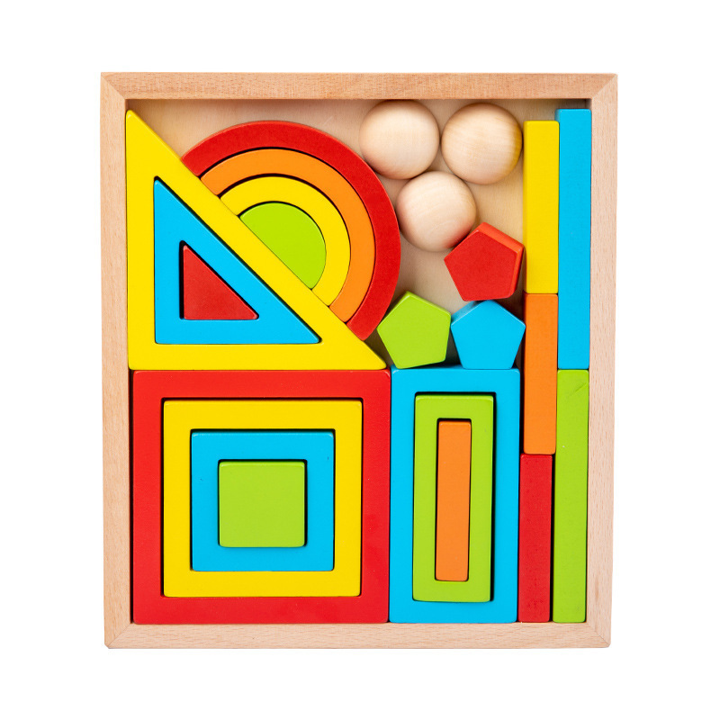 High Quality Cheap Price Educational Block Toys Wooden Building Blocks Children's Montessori Stacked Rainbow Building Blocks