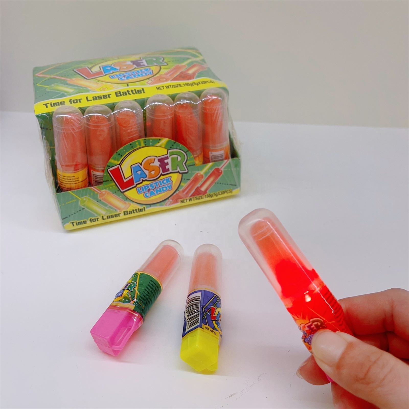 Lubai OEM Wholesale Hot Sale Fruity Candies Lipstick Lollipop with Light