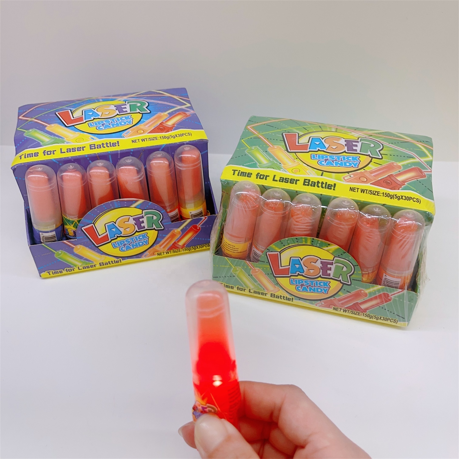 Lubai OEM Wholesale Hot Sale Fruity Candies Lipstick Lollipop with Light