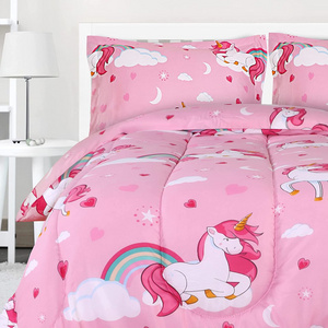 Super Hot Sale Pink Unicorn Kids Cartoon Eco-Friendly comforter sets bedding sets sheet sets