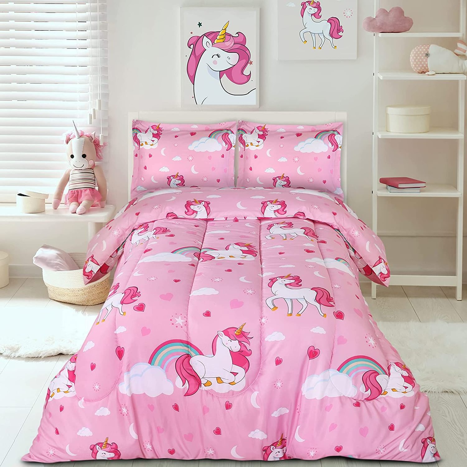 Super Hot Sale Pink Unicorn Kids Cartoon Eco-Friendly comforter sets bedding sets sheet sets