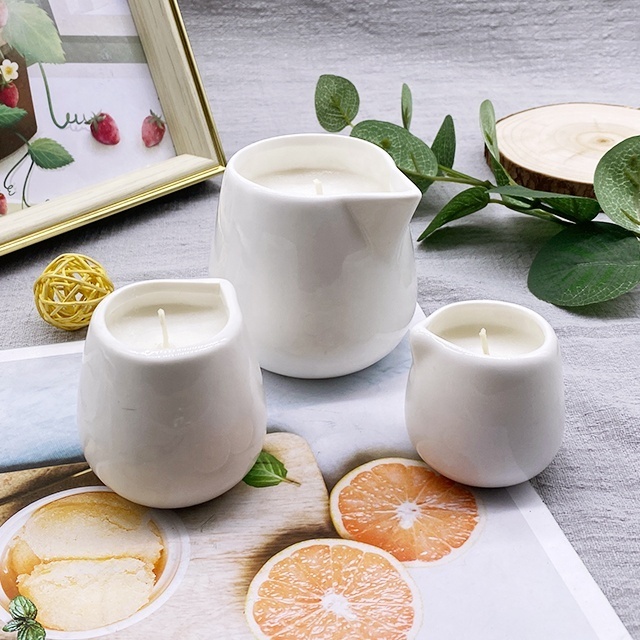 LTC17 Factory produces 3 sizes of ceramic candle containers filled with low temperature massage candles