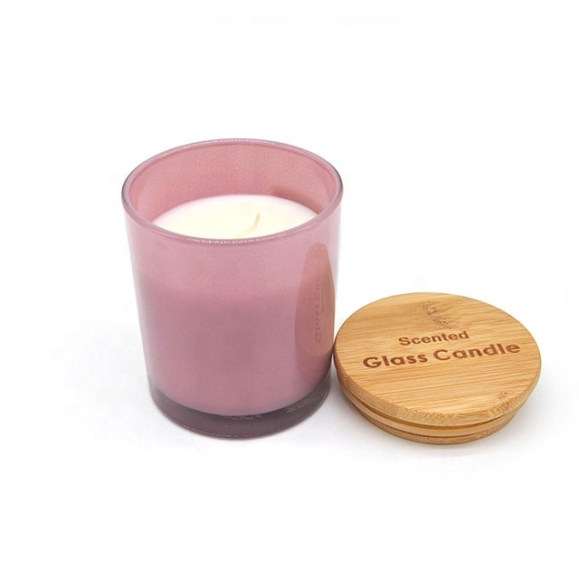 Soy Wax Scented Candle Polish Glass with Bamboo Lid LA02P Wholesale Top Selling Customized Eco-friendly Customized Logo Pillar