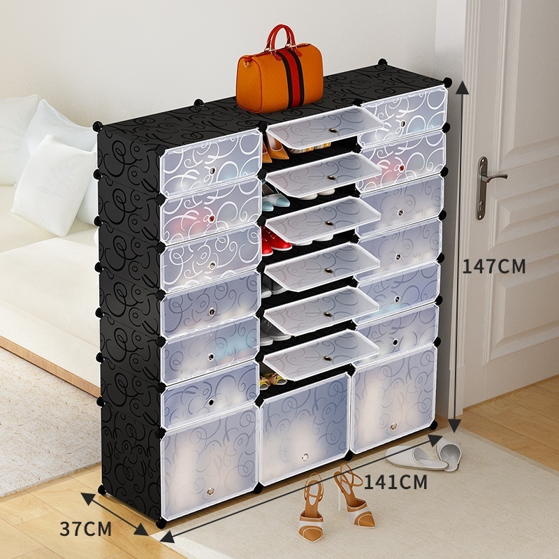 2021 Cheap Over The Door Shoe Rack 7 Cubes One Door One Level Can Put Slippers, High Heels, Boots Practical Shoe Storage Cabinet