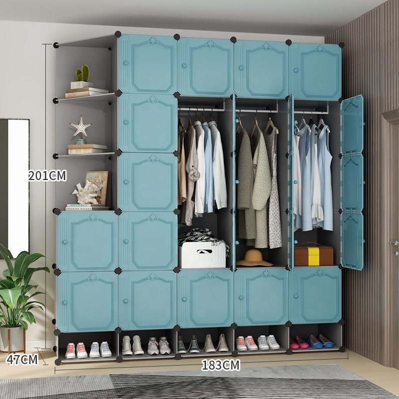 New design Multi-use Bedroom Storage Cabinet Assembly Wardrobe Closet With 3D Doors  Modern Big Plastic Wardrobes