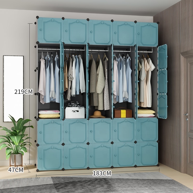 New design Multi-use Bedroom Storage Cabinet Assembly Wardrobe Closet With 3D Doors  Modern Big Plastic Wardrobes