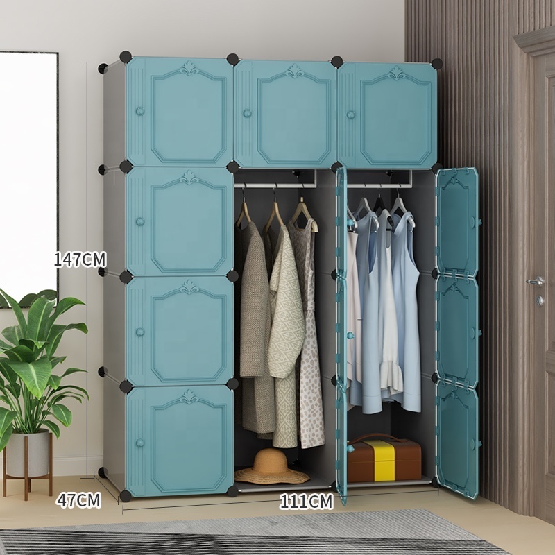 New design Multi-use Bedroom Storage Cabinet Assembly Wardrobe Closet With 3D Doors  Modern Big Plastic Wardrobes