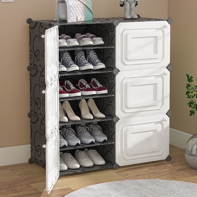 New Style Factory Sale Various Widely Used  Balcony Shoe Cabinet Zapateras Living Room Furniture Plastic Shoe Rack With 3D Door