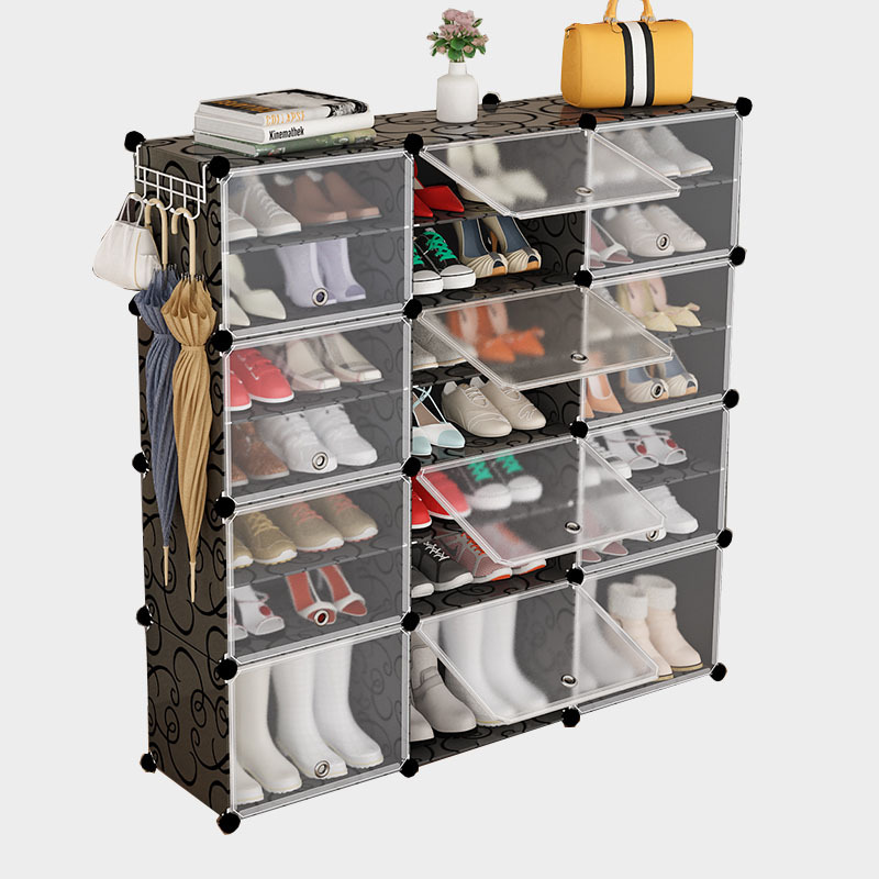 luxury  plastic resin shoe rack for home indoor 7 tier shoe storage cabinet can put boots or high heel shoes at the bottom