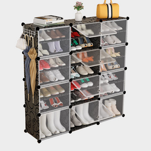 luxury  plastic resin shoe rack for home indoor 7 tier shoe storage cabinet can put boots or high heel shoes at the bottom