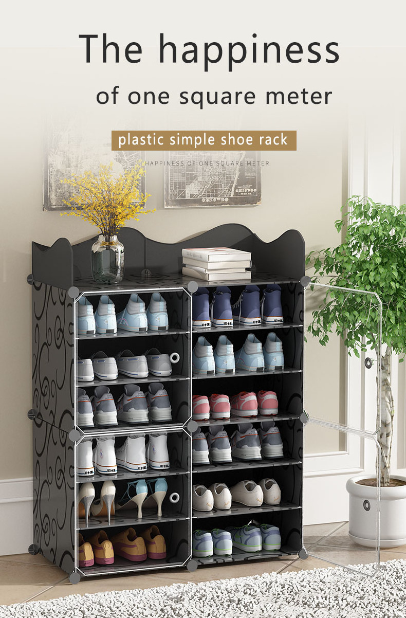 8 Tiers Shoe Rack with Dustproof Door Closet Shoe Storage Cabinet Organizer Foldable Plastic Shoe Rack Storage