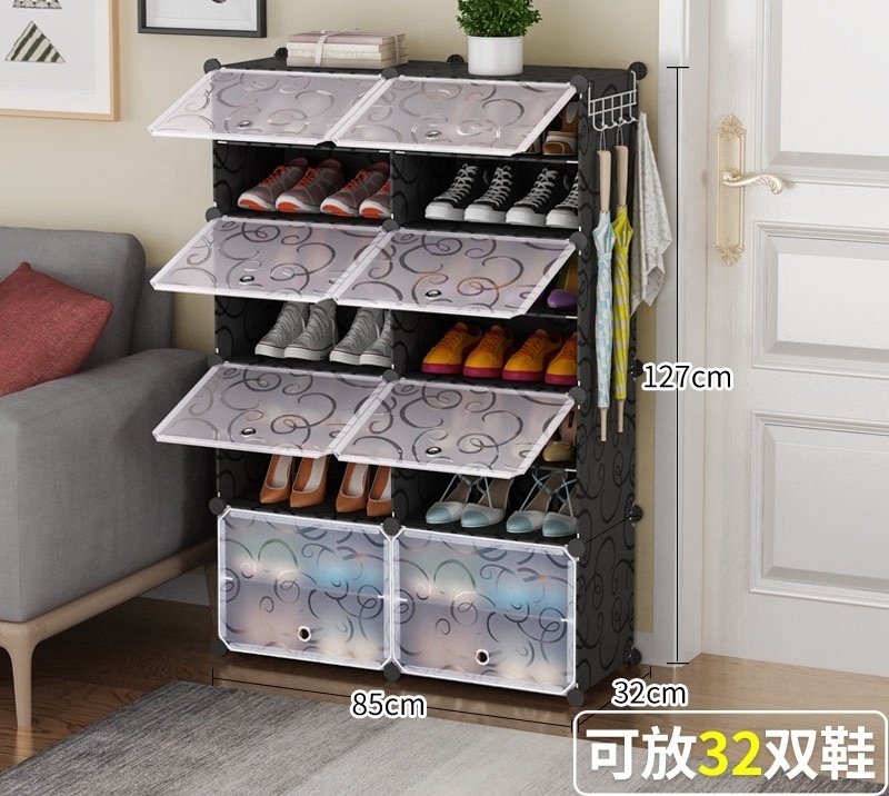 Multi Use 8 Layers Fashion Adjustable Shoe Stacker Plastic Shoe Rack Organizer,Good Looking Simple Shoe Cabinet For Home