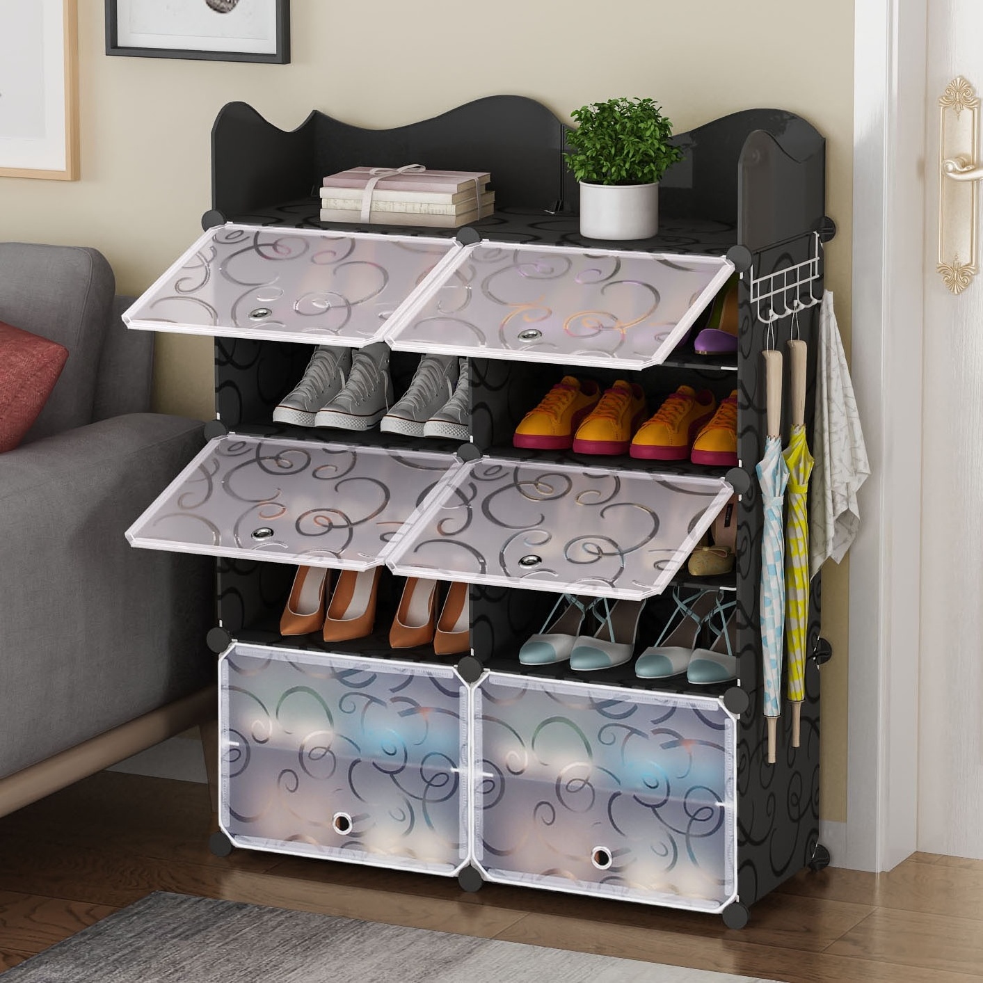 Multi Use 8 Layers Fashion Adjustable Shoe Stacker Plastic Shoe Rack Organizer,Good Looking Simple Shoe Cabinet For Home