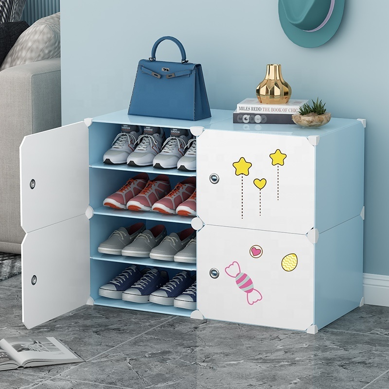 Smart Cheap plastic shoe rack blue color shoe boxes & organizers easy to assemble plastic cubby shoe rack