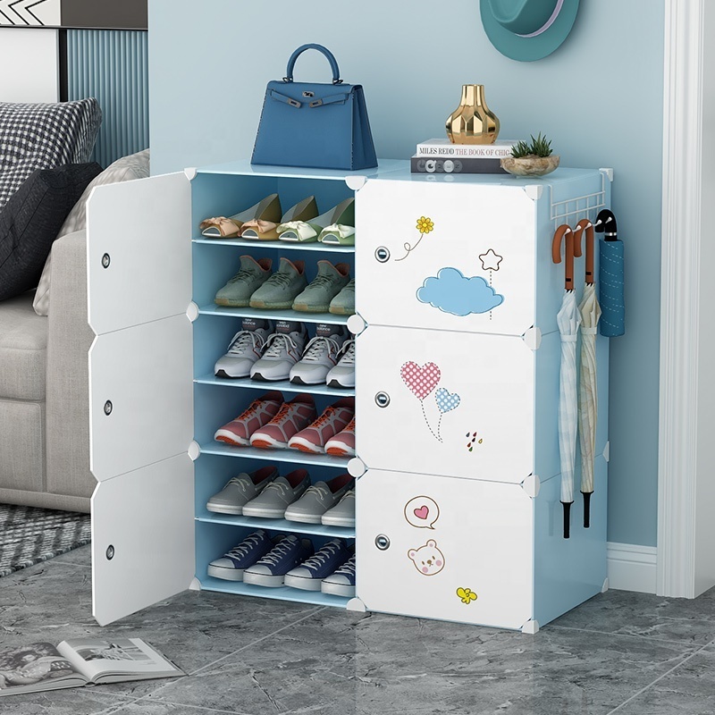 Smart Cheap plastic shoe rack blue color shoe boxes & organizers easy to assemble plastic cubby shoe rack