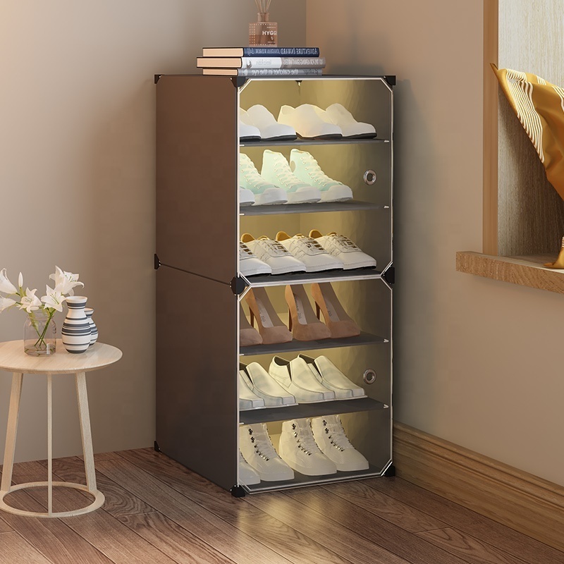 Multi tier plastic shoe rack cabinet organizer assembly plastic stackable folding shoe rack suitable for family/dormitory