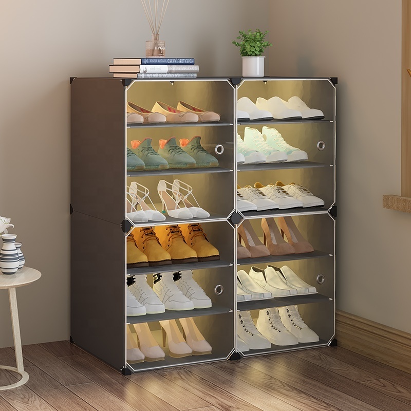 Multi tier plastic shoe rack cabinet organizer assembly plastic stackable folding shoe rack suitable for family/dormitory