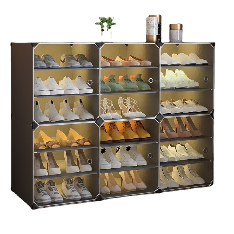 Multi tier plastic shoe rack cabinet organizer assembly plastic stackable folding shoe rack suitable for family/dormitory