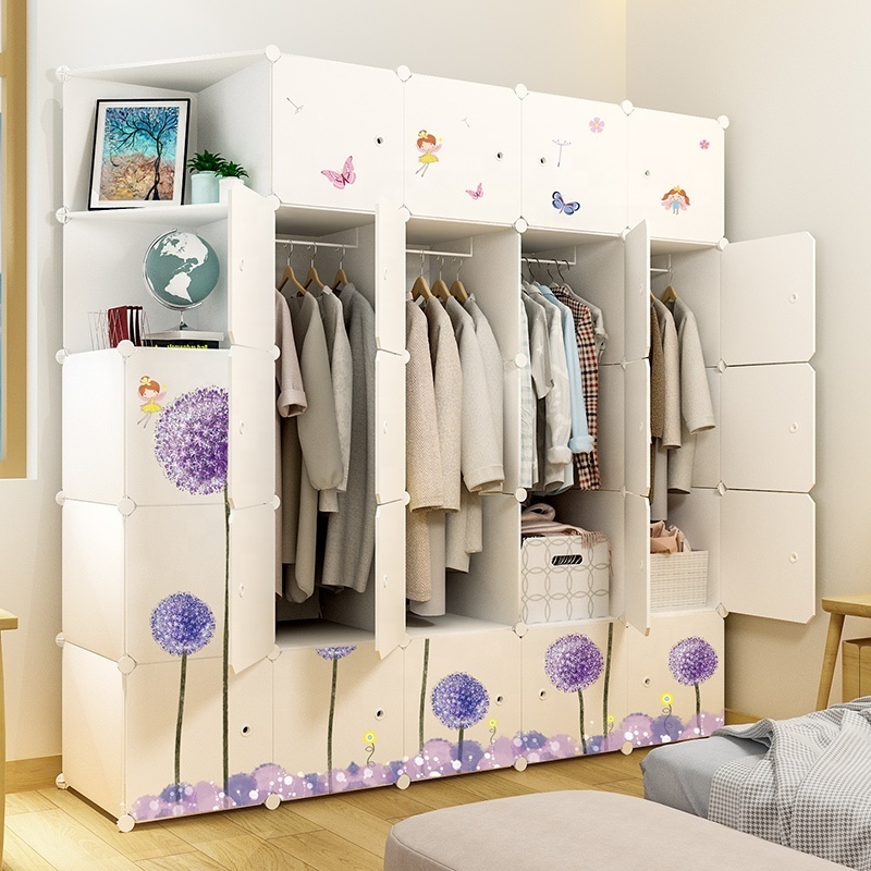 Custom bedroom wardrobe closet diy cube white color easy to assemble portable wardrobes modern wardrobe