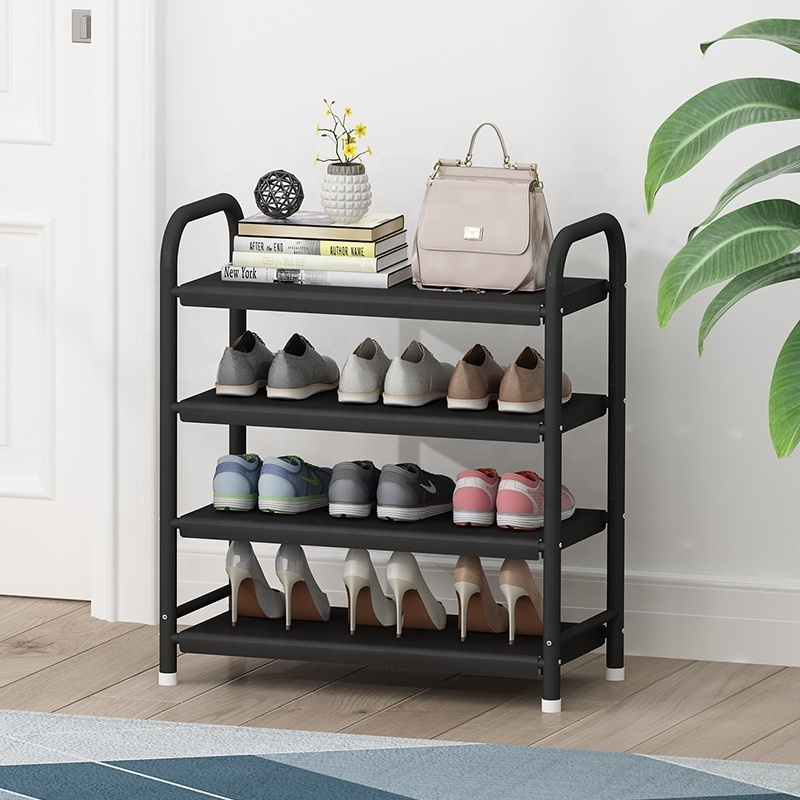 Multi-tier iron adjustable shoe organizer space saving shoe storage cabinet portable metal shoe rack for home