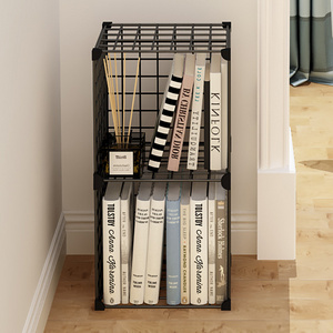 Factory Price 2 Grids Black Wire Grid Display Storage Cabinet Stands Metal Cube Bookcase New Design Iron Book Shelf