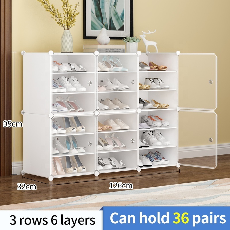 6 Layers New Design Shoe Rack Shelf Storage Closet Organizer Waterproof  DIY White Plastic Shoe Cabinet