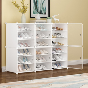 6 Layers New Design Shoe Rack Shelf Storage Closet Organizer Waterproof  DIY White Plastic Shoe Cabinet