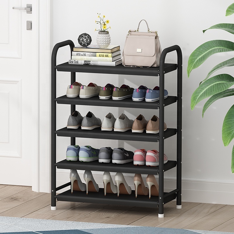 Multi-tier iron adjustable shoe organizer space saving shoe storage cabinet portable metal shoe rack for home