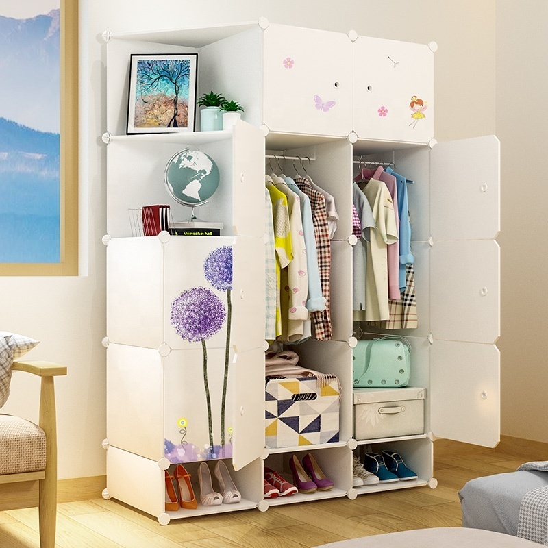 Custom bedroom wardrobe closet diy cube white color easy to assemble portable wardrobes modern wardrobe