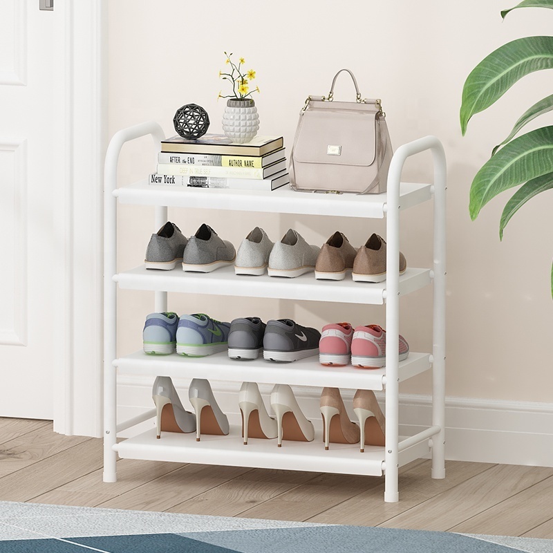 Multi-tier iron adjustable shoe organizer space saving shoe storage cabinet portable metal shoe rack for home