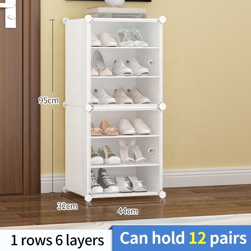 6 Layers New Design Shoe Rack Shelf Storage Closet Organizer Waterproof  DIY White Plastic Shoe Cabinet