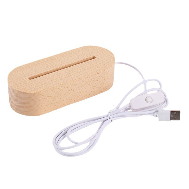 Rechargeable wooden lamp base decorative light touch stepless dimmer tape blank Acrylic DIY Wooden small night light Base