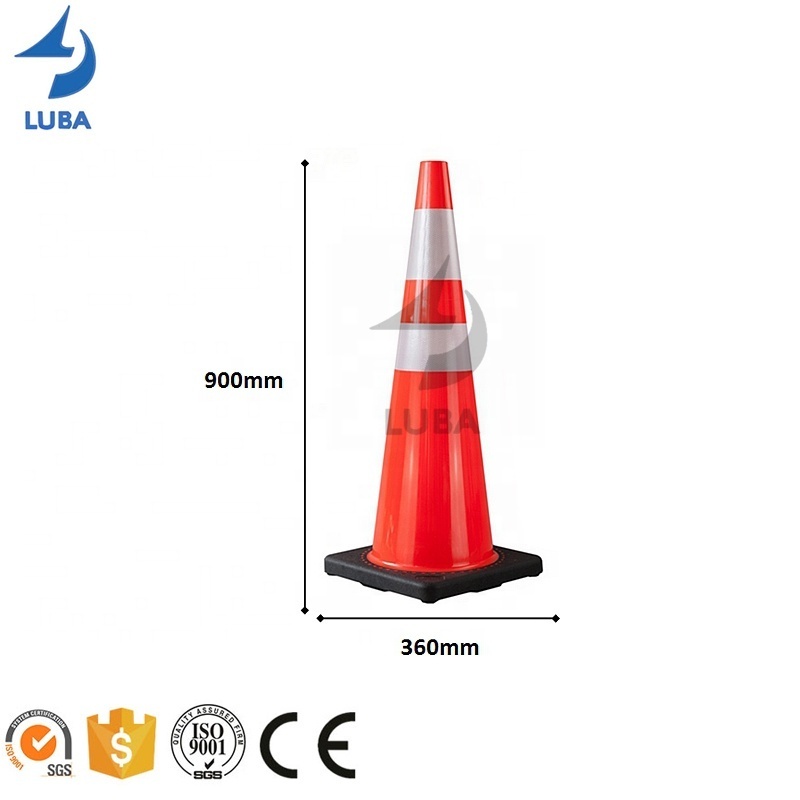 900mm Hot Sale Color Custom PVC Black Base Road Safety Orange Traffic Cone