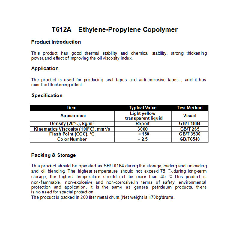 T 612A  strong thickening power  Ethylene-Propylene Copolymer polymer modifiers lubricant additive