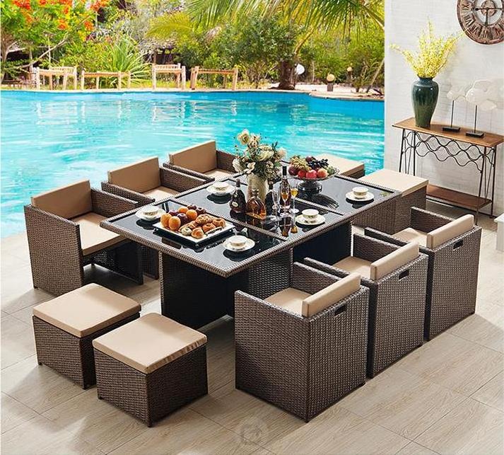 Garden Furniture Cube Set Rattan Dining Table And Chairs Outdoor Rattan Furniture Patio Furniture