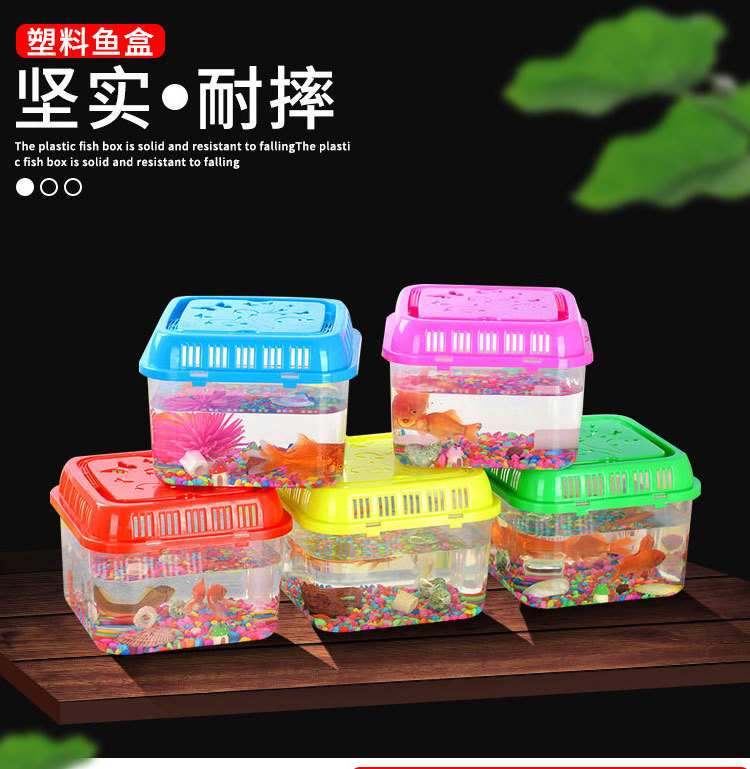 Portable Plastic Turtle Tank Eco Fish Tank Transparent Pet Feeding Box Transportation Case