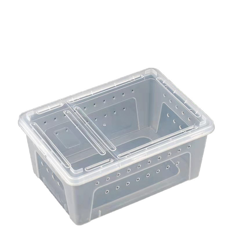 27*19*12cm reptile pet carriers transparent black plastic reptile cage terrarium for reptiles