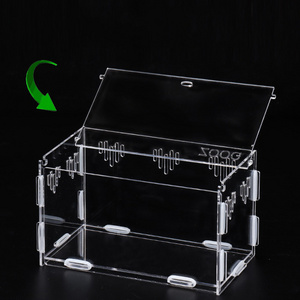 Full transparent acrylic reptile display enclosure flat packed leopard geckos cage terrarium