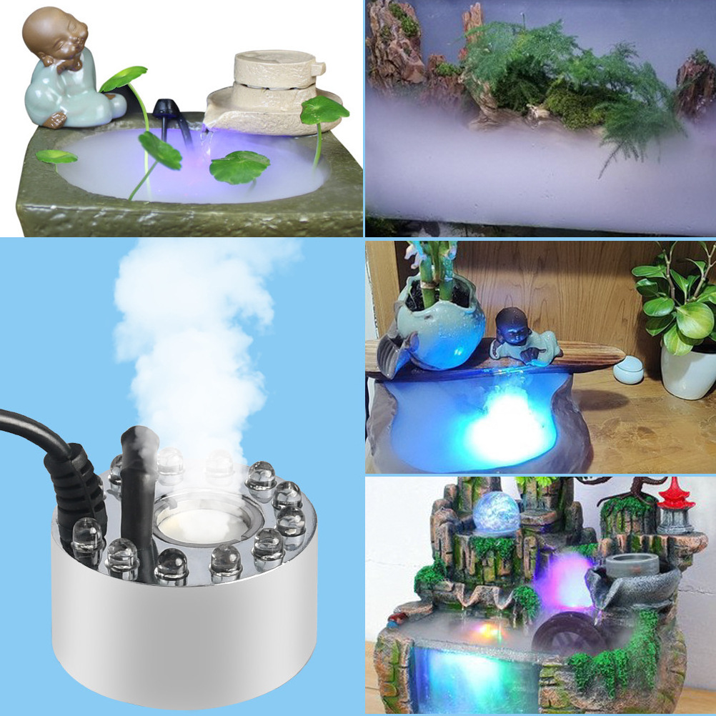 LED Super Ultrasonic Mist Creator Fogger Water Fountain for Pond Water Garden with 12pcs LED