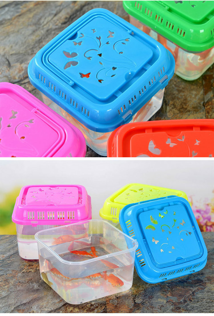 Portable Plastic Turtle Tank Eco Fish Tank Transparent Pet Feeding Box Transportation Case